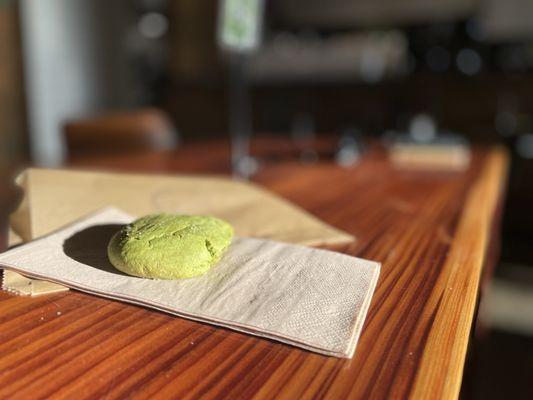 Fresh, hot matcha cookie. Ok but kinda pricey for what it is. Aside from being fresh it was mediocre