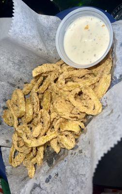 Friend banana pepper rings with the BEST ranch