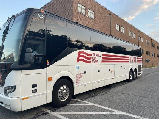 I took this picture of the bus before they pulled out of the parking lot.