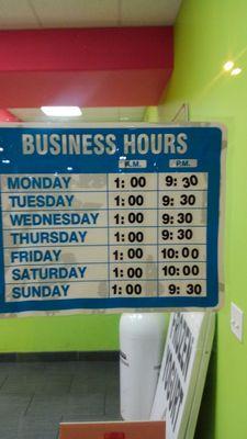 Business hours.