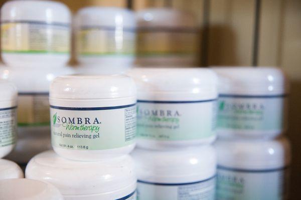 Sombra warming & cooling gel, a natural pain relief cream. Free addition to most treatments!