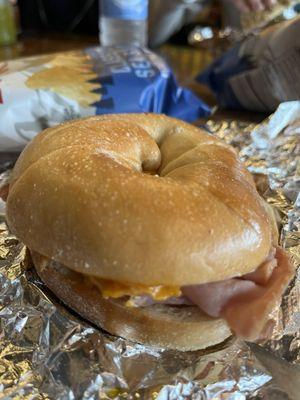 Ham and cheese bagel