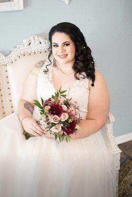 Beautiful bride and her bouquet