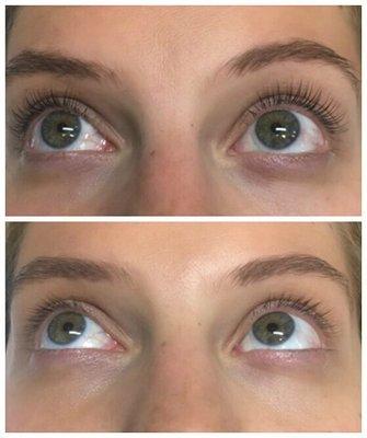 Before and after lash lift