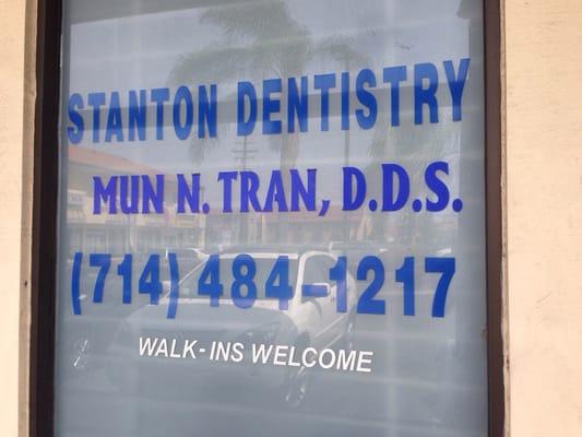 Window sign for Dr. Tran's office!