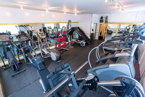 Our cardio room has two ellipticals, two treadmills, Jacob's ladder, a rope machine, stationary bike, multiple stair masters and a rower.