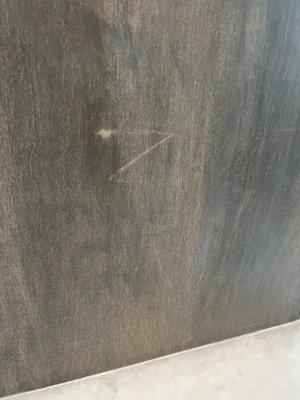 Scratches left and odd streaks of stain. Finish was not even close to being consistent.