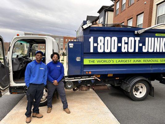 Daevon and Nate leaving with the truck of junk.  Thanks.