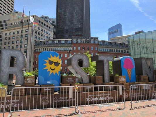 Boston sign decked out for the Scooper Bowl!