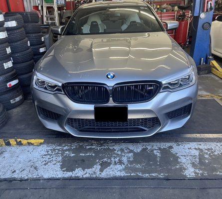 BMW M5 in for brake service