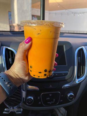 Thai tea boba with ice! Really good!