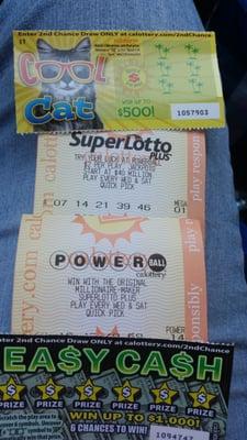 2 lotto and 2 scratch off...!!!  :-)