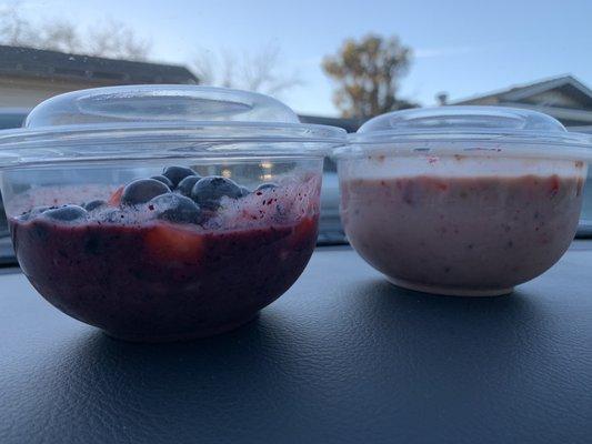 Acai Primo bowl and Strawberry Chunky bowl