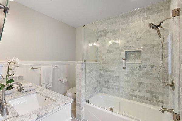 Beautifully remodeled bathroom.