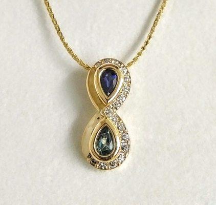 SAMPLE ~ 1 Of A Kind ~ CCBC -CUSTOM 14Kt. Infinity 30 Year Ann Pendant w / Diamonds & Birthstones