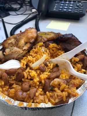 Chicken, rice and beans lunch special