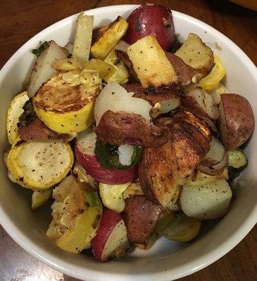 Roasted squash and potatoes