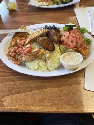 Grilled chicken plantains rice beans salaf