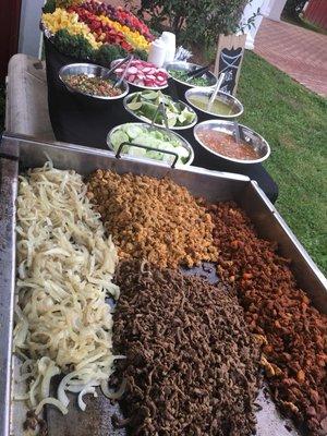 Taco Catering: Chicken, steak, pork and grilled onions.  How do you like your tacos?