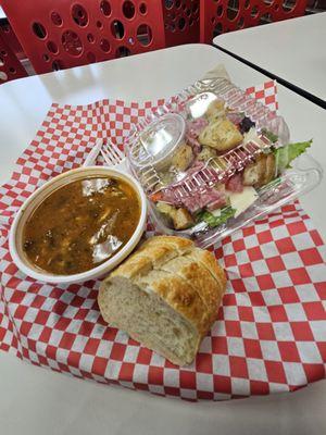 Small soup and small Italian salad