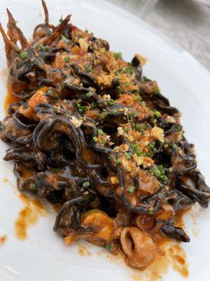 Squid ink malfadini - delicious!