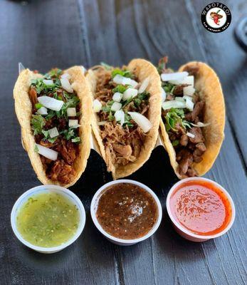 Mexican Taco Carnitas, pastor y asada