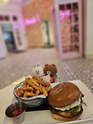 California Veggie Burger comes with crisp fries!