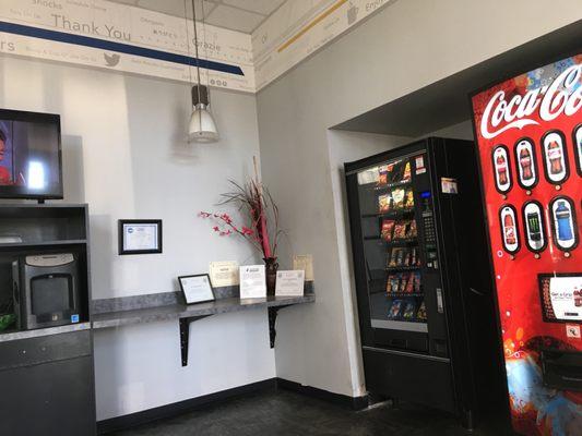 Waiting area, tv, vending machines