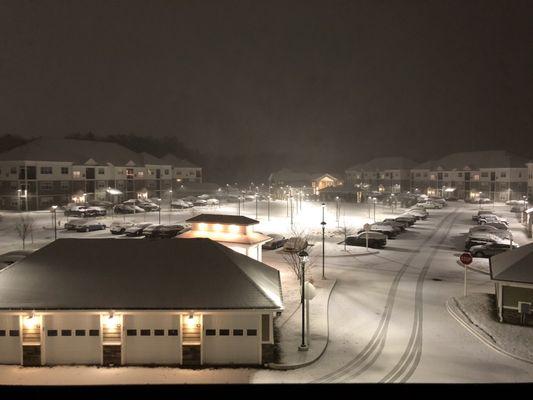 Beautiful snowy evening taken from my 3rd floor balcony