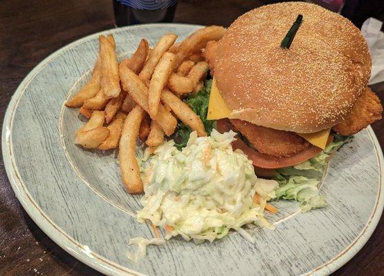 Fish Sandwich, Fries and Coleslaw