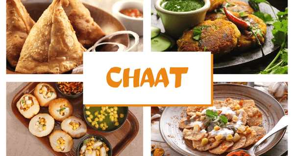 Papri Chaat, Pani Puri/Gol Gappas, Aloo Tikki Chaat, Samosa Chaat, Dahi Bhalla, Vada Pav, Bhel Puri, Mixed Veg Pakoras