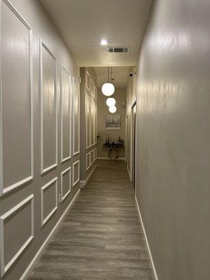 Hall way leading to massage rooms