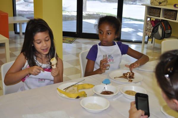 dipping their bananas