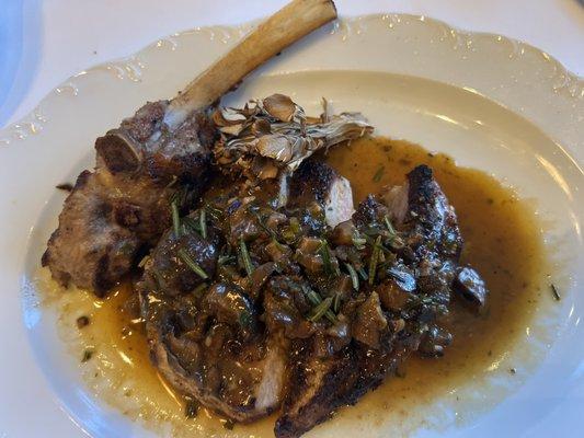 Veal chop (small and overcooked)