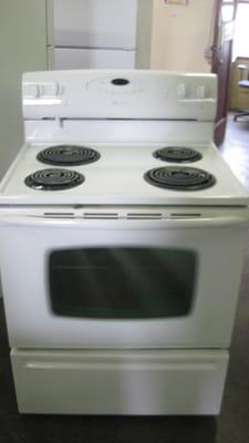 FreeStanding Electric Ranges have backsplash controls. We also have Slide-Ins & Drop-Ins w/ no backsplash & front controls.