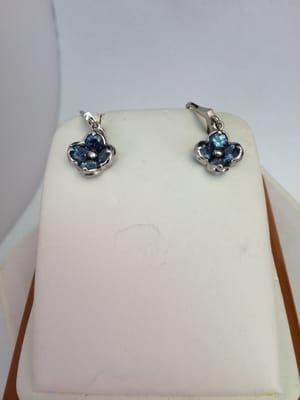 Montana Blue Sapphire earrings, called, "Kathi's". Set in 18k White Gold, total carat weight is approximately 2.51 carats.