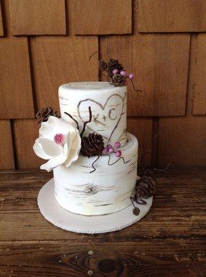 Birch wood fondant design for another special day!