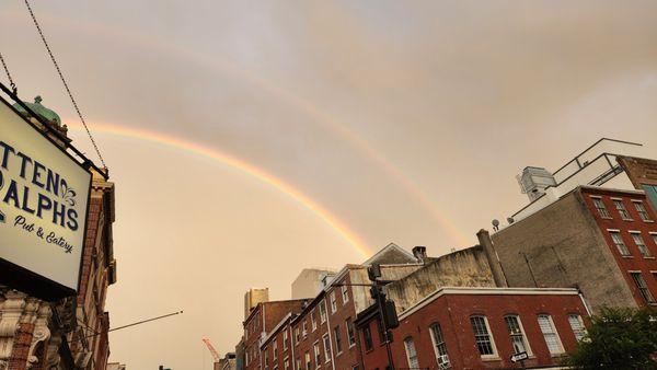 A Double Rainbow outside