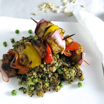 Tofu Brochettes with Quinoa Medley