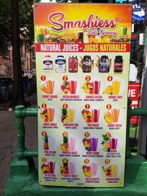 Juice menu