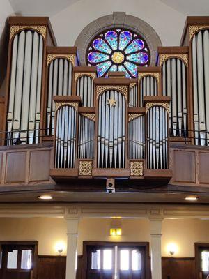 The organ and choir were upstairs, at the back of the church