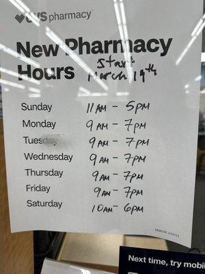 New pharmacy hours 2023