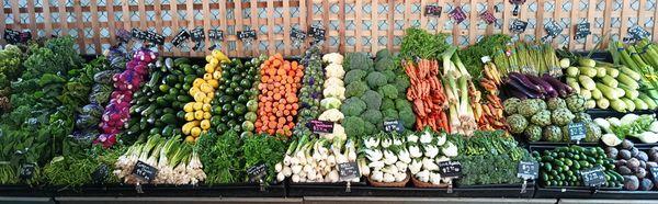 Artfully laid out displays of produce