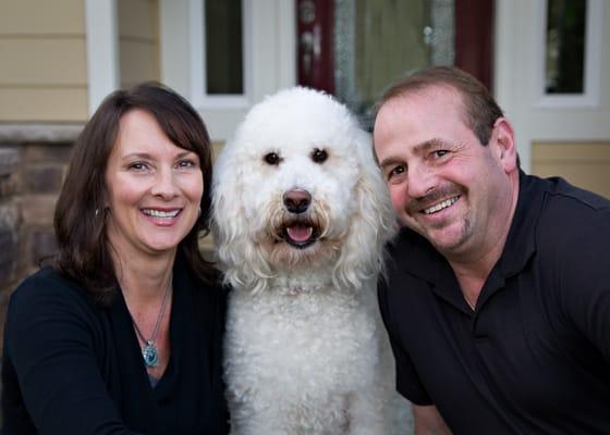 owners Blake & Lori Woodland & Bella