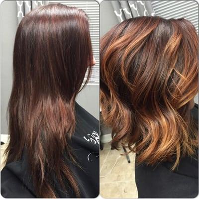 Before and after bob and balayage by Jeanette