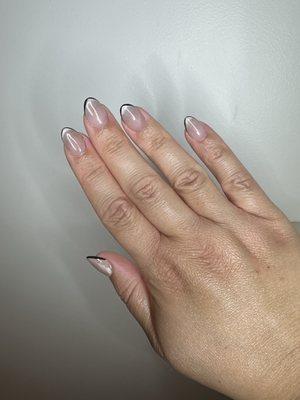 Gel X nail set with cat eye gel polish and place french tip!