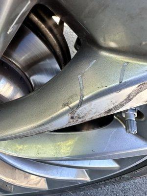 Damaged rims from Tire Choice in Castro Valley.