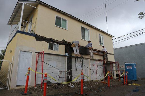 Stucco work in progress