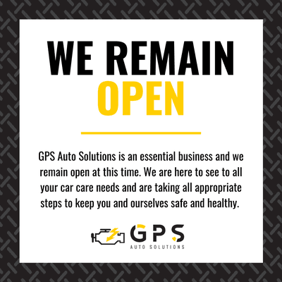 GPS Auto is open. We are taking all appropriate steps to keep you and ourselves safe and healthy during the COVID-19 pandemic.