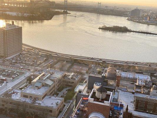 Looking down at the FDR from the top floor of my building. It is down there! 04/09/24